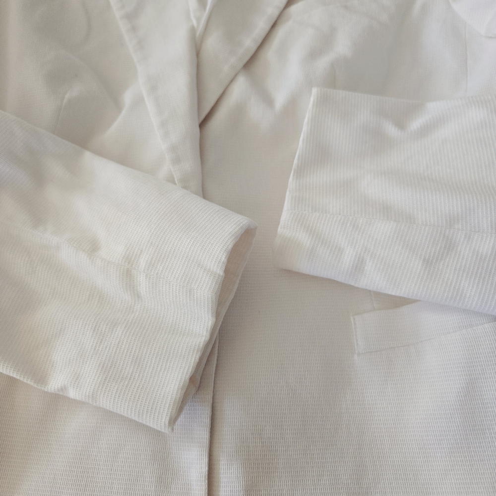 Vintage Express Stretch Blazer Jacket Size 7/8 White Lined 2 Button Pockets - Picture 9 of 16